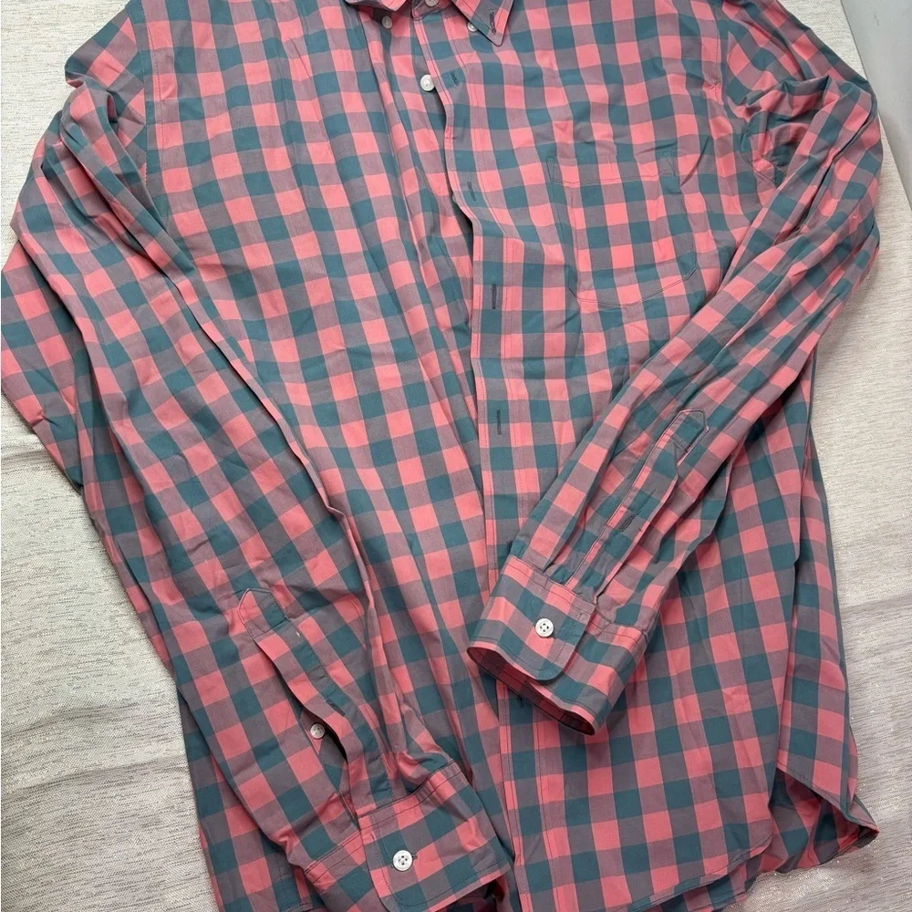 J.Crew slim Checkered button down long sleeve Shirt - Pink and Gray size xl